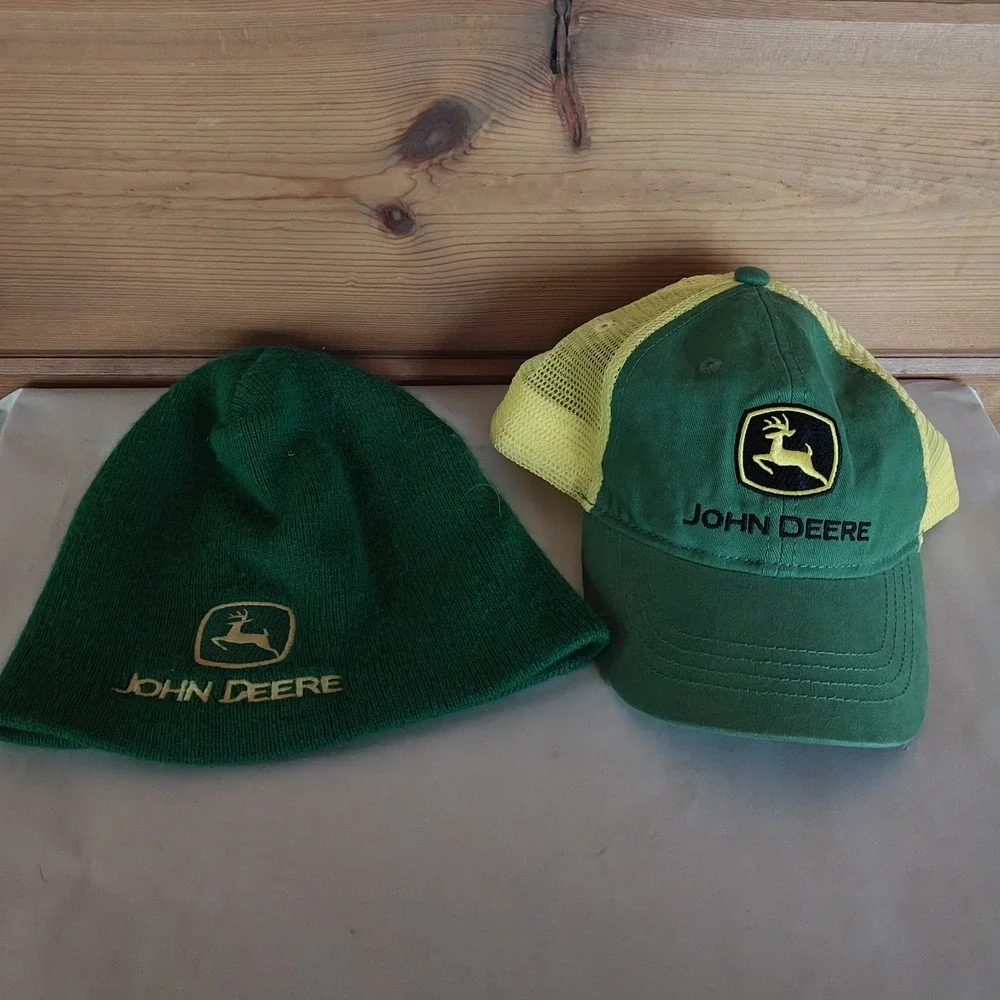 John Deere Toddler Snapback Hat &‎ Tobaggon Bundle Green & Yellow Mesh ZC3